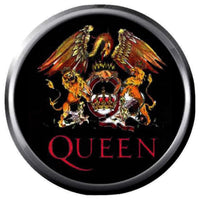Freddie Mercury Artist Creates Queen Crest Logo On Black Band Members Rock And Roll Hall Of Fame Musicians 18MM - 20MM Fashion Snap Jewelry Snap Charm