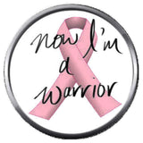 I'm A Warrior Fight Cure Breast Cancer Pink Ribbon 18MM-20MM Snap Jewelry Charm New Item