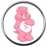Care Bear Courage Strength Breast Cancer Pink Ribbon 18MM-20MM Snap Jewelry Charm New Item