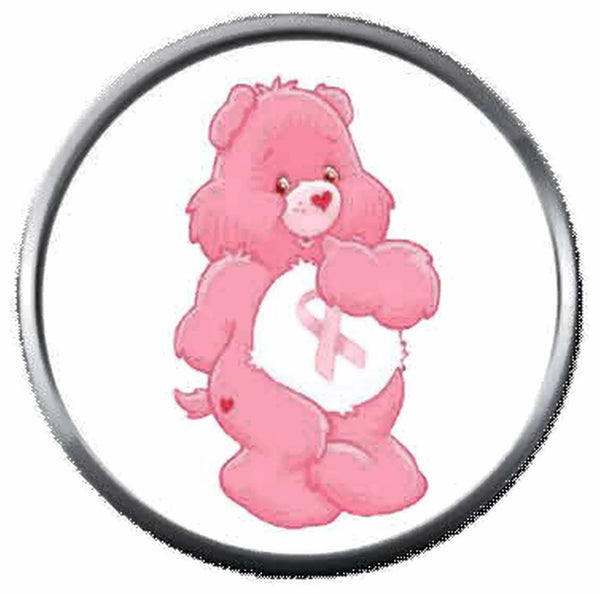 Care Bear Courage Strength Breast Cancer Pink Ribbon 18MM-20MM Snap Jewelry Charm New Item