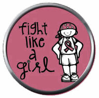 Bandanna Fight Girl Cure Breast Cancer Pink Ribbon 18MM-20MM Snap Jewelry Charm New Item