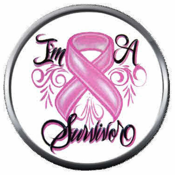 Cool Art Survivor Fight Cure Breast Cancer Pink Ribbon 18MM-20MM Snap Jewelry Charm New Item