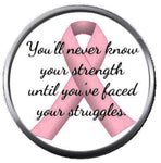 Strength Face Struggle Fight Cure Breast Cancer Pink Ribbon 18MM-20MM Snap Jewelry Charm New Item