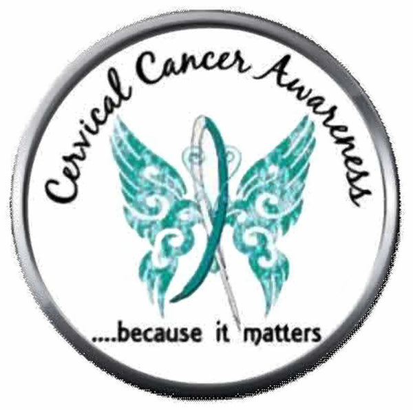 Cervical Cancer Awareness Matters Teal White Ribbon Fight 18MM-20MM Snap Jewelry Charm New Item