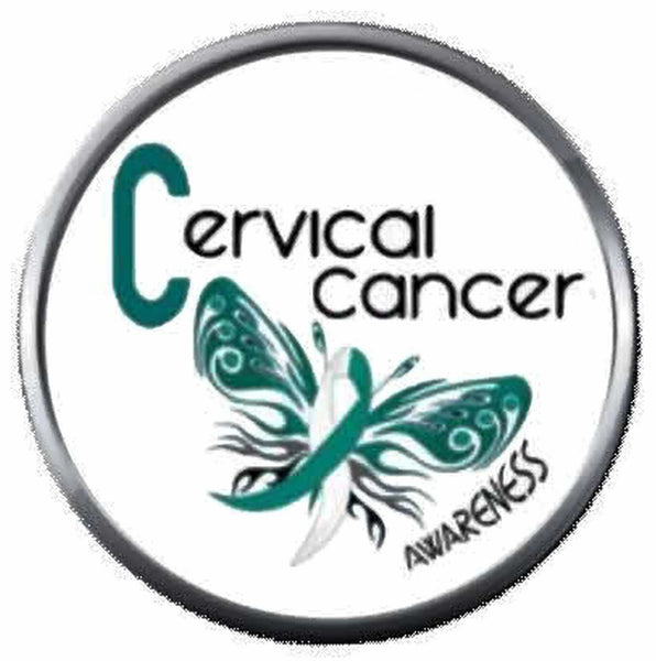 Cervical Cancer Awareness Butterfly Teal White Ribbon Fight 18MM-20MM Snap Jewelry Charm New Item