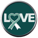 Love Heart Cervical Cancer Awareness Teal White Ribbon Fight 18MM-20MM Snap Jewelry Charm New Item
