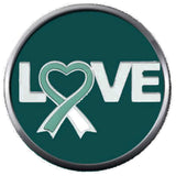 Love Heart Cervical Cancer Awareness Teal White Ribbon Fight 18MM-20MM Snap Jewelry Charm New Item