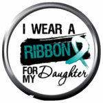 Cervical Cancer Teal White Ribbon For Daughter 18MM-20MM Snap Jewelry Charm New Item