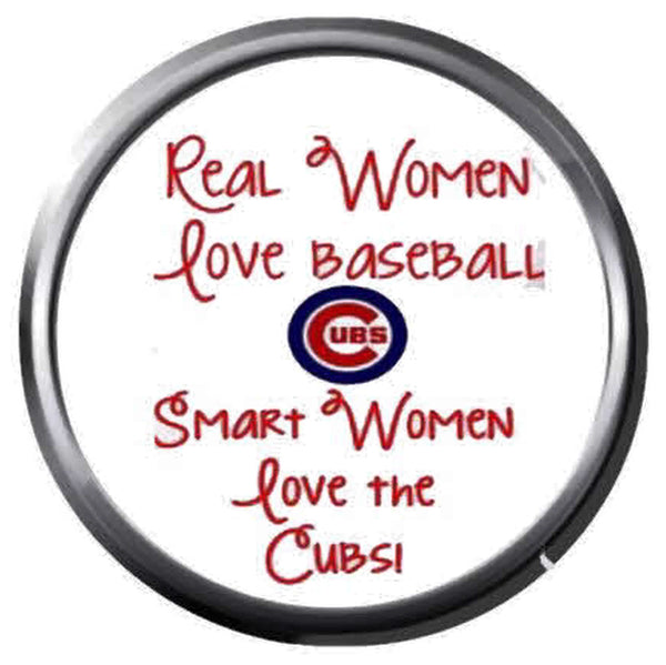 Smart Women Love MLB Baseball Chicago Cubs Logo 18MM - 20MM Snap Jewelry Charm New Item