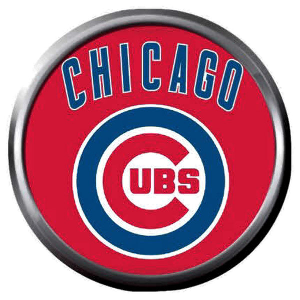 Cool Chicago Cubs Baseball MLB Team Logo On Red 18MM - 20MM Snap Jewelry Charm New Item