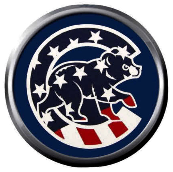 Red White Blue Patriotic Chicago Cubs MLB Americas Team Baseball Logo 18MM - 20MM Snap Jewelry Charm New Item