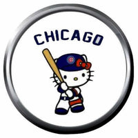 Hello Kitty Chicago Cubs Baseball MLB Team Logo 18MM - 20MM Snap Jewelry Charm New Item