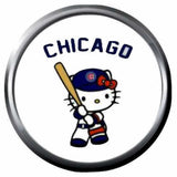 Hello Kitty Chicago Cubs Baseball MLB Team Logo 18MM - 20MM Snap Jewelry Charm New Item