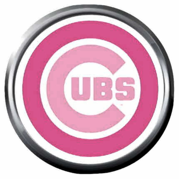 Cure Cancer Chicago Cubs Baseball MLB Team Logo On Pink 18MM - 20MM Snap Jewelry Charm New Item