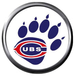 Bear Paw Print MLB Baseball Chicago Cubs Logo 18MM - 20MM Snap Jewelry Charm New Item