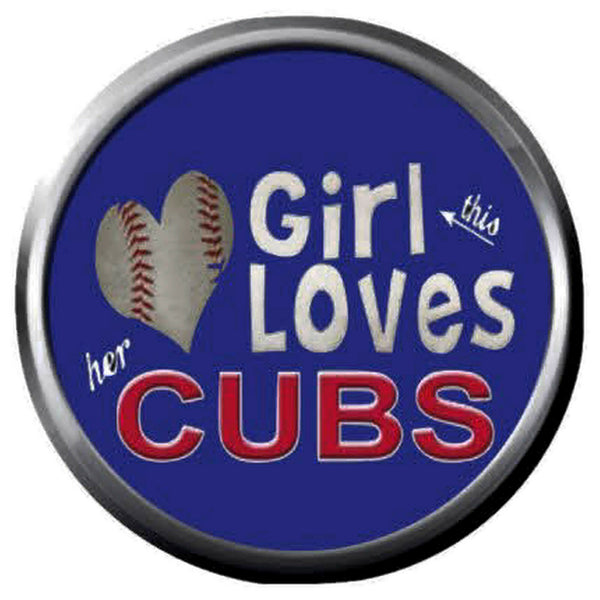 Wrigley Field Girl Love MLB Baseball Chicago Cubs Logo 18MM - 20MM Snap Jewelry Charm New Item