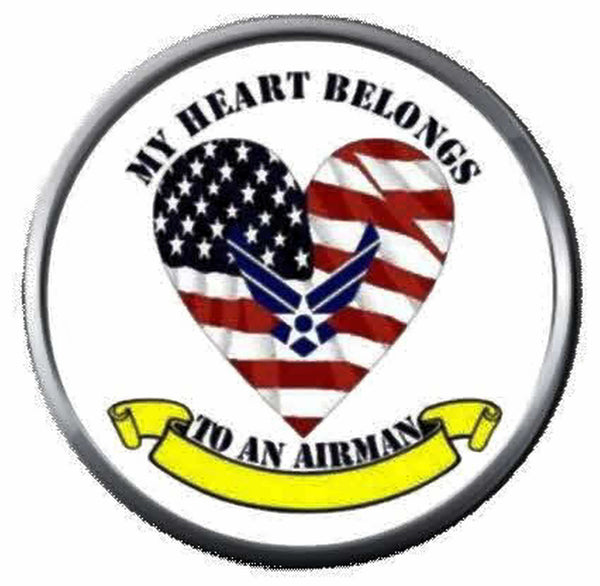 USAF My Heart Belongs To An Airman Air Force US Military Troops 18MM - 20MM Snap Jewelry Charm New Item