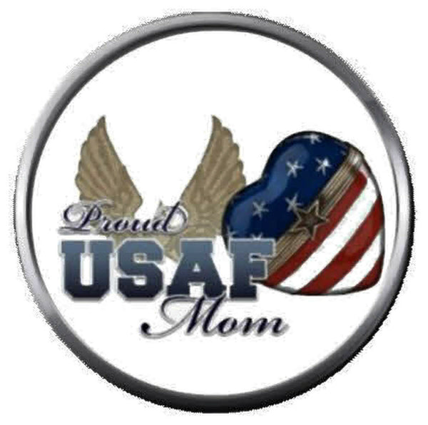 Proud USAF Air Force Mom Love Our US Military Troops 18MM - 20MM Snap Jewelry Charm New Item