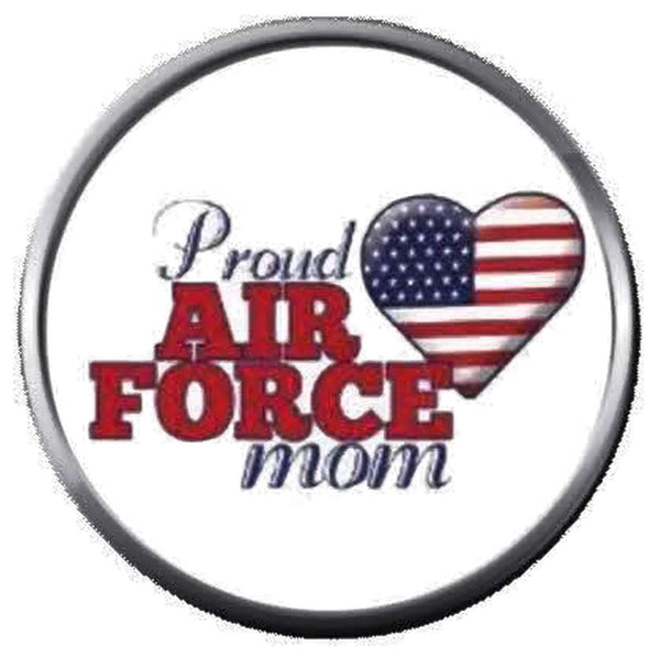 USAF Proud Air Force Mom Love Support Military Troops 18MM - 20MM Snap Jewelry Charm New Item