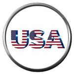 Red White Blue Patriotic USA American Flag 18MM - 20MM Snap Jewelry Charm New Item