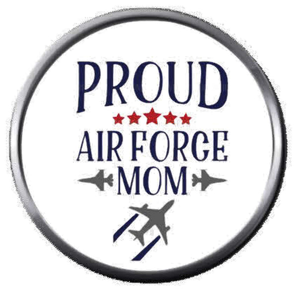 Mom Proud Of USAF Air Force  Support US Military Troops 18MM - 20MM Snap Jewelry Charm New Item