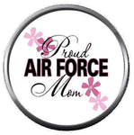 Pink Proud Mom USAF Air Force Support US Military Troops 18MM - 20MM Snap Jewelry Charm New Item