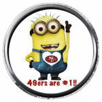 San Francisco 49ers Minion Number 1 NFL Football Logo 18MM - 20MM Snap Jewelry Charm New Item