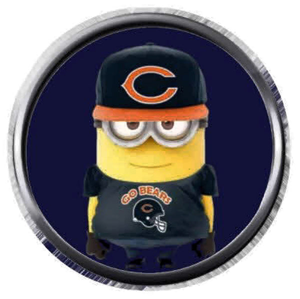 Minion Bear Down Chicago Bears NFL Football Logo 18MM - 20MM Snap Jewelry Charm New Item