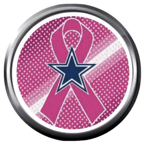 Breast Cancer Ribbon Dallas Cowboys NFL Football Logo 18MM - 20MM Snap Jewelry Charm New Item