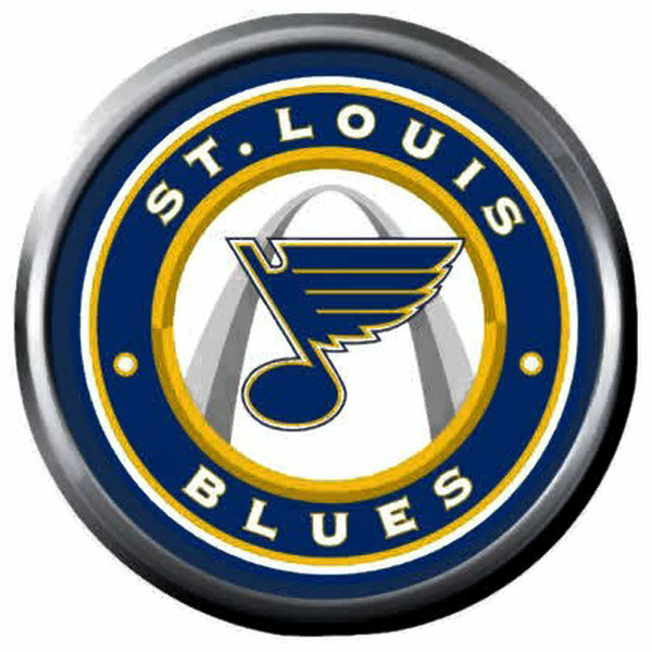 NHL Hockey Logo St Louis Blues Note And Arch In Circle  18MM - 20MM Fashion Snap Jewelry Snap Charm New Item