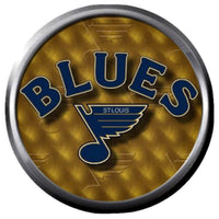 St Louis Blues NHL Hockey Logo Note On Gold  18MM - 20MM Fashion Snap Jewelry Snap Charm New Item