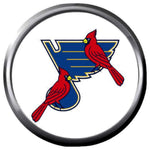 St Louis Blues NHL Hockey Logo And St Louis Cardinals MLB Logo Town Team Spirit 18MM - 20MM Fashion Snap Jewelry Snap Charm New Item