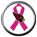 Arizona Cardinals Breast Cancer Ribbon NFL Football Logo 18MM - 20MM Snap Jewelry Charm New Item