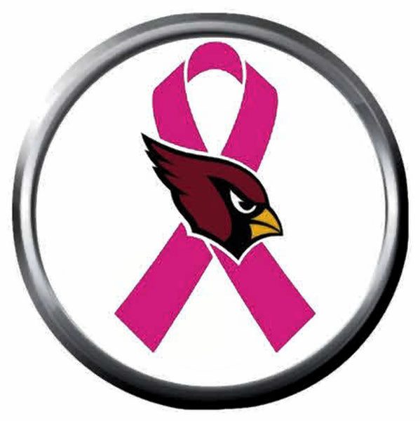 Arizona Cardinals Breast Cancer Ribbon NFL Football Logo 18MM - 20MM Snap Jewelry Charm New Item