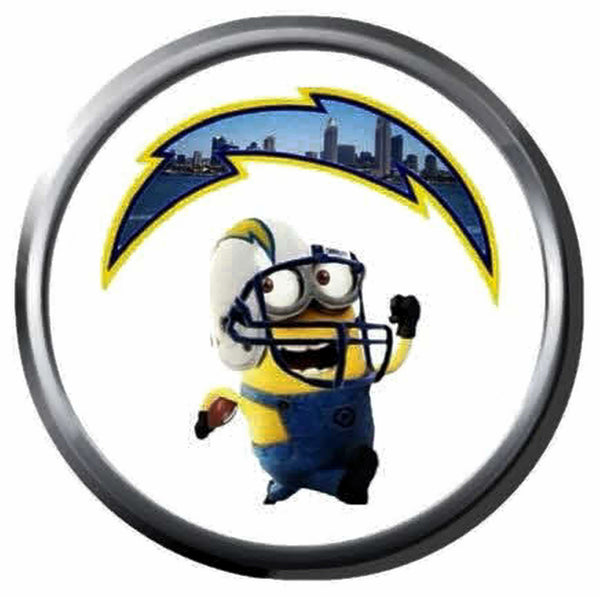 Minions Love Chargers Bolt Up NFL Football Logo 18MM - 20MM Snap Jewelry Charm New Item