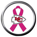 Breast Cancer Ribbon Kansas City Chiefs NFL Football Logo 18MM - 20MM Snap Jewelry Charm New Item
