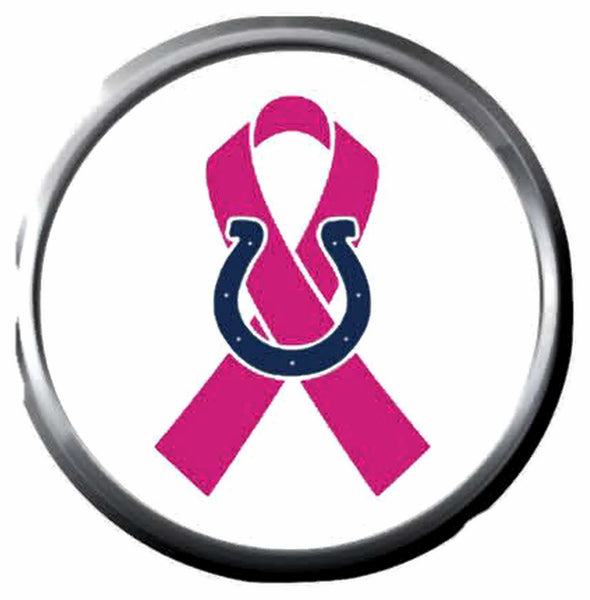 Breast Cancer Ribbon Indianapolis Colts NFL Football Logo 18MM - 20MM Snap Jewelry Charm New Item