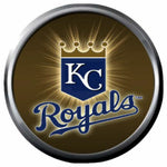 Gold MLB Baseball Kansas City Royals Logo KC 18MM - 20MM Snap Jewelry Charm New Item
