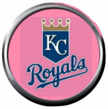 MLB Baseball Kansas City KC Royals Logo Team Spirit On Pink 18MM - 20MM Snap Jewelry Charm New Item