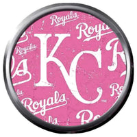 MLB Baseball Kansas City Royals Logo KC On Pink 18MM - 20MM Snap Jewelry Charm New Item