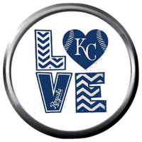MLB Baseball Kansas City Royals Logo KC Love 18MM - 20MM Snap Jewelry Charm New Item