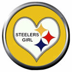 Steelers Girl Heart Pittsburgh Steelers Fan Girl Loves NFL Football 18MM - 20MM Snap Jewelry Charm New Item