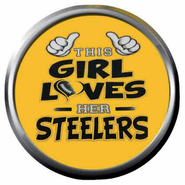 Girl Loves Steelers Football Pittsburgh Steelers Fan Girl Loves NFL Football 18MM - 20MM Snap Jewelry Charm New Item