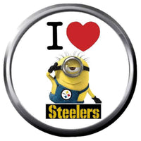 Minion I Love Steelers Pittsburgh Steelers Fan Girl Loves NFL Football 18MM - 20MM Snap Jewelry Charm New Item