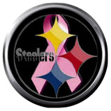 Breast Cancer Awareness Ribbon Logo Pittsburgh Steelers Fan Girl Loves NFL Football 18MM -  20MM Snap Jewelry New Item