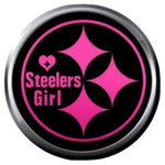 Pink Girl Heart Steelers Logo Pittsburgh Steelers Fan Girl Loves NFL Football 18MM - 20MM Snap Jewelry Charm New Item
