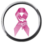 Breast Cancer Awareness Logo Ribbon Minnesota Vikings NLF Football Fan Logo 18MM-20MM Snap Jewelry Charm New Item