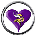 Viking Heart Love Minnesota Vikings NLF Football Fan Logo 18MM-20MM Snap Jewelry Charm New Item