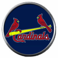 MLB Baseball St Louis Cardinals On Blue Bat 18MM - 20MM Snap Jewelry Charm New Item