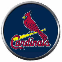 MLB St Louis Cardinals Baseball Logo On Blue 18MM - 20MM Snap Jewelry Charm New Item